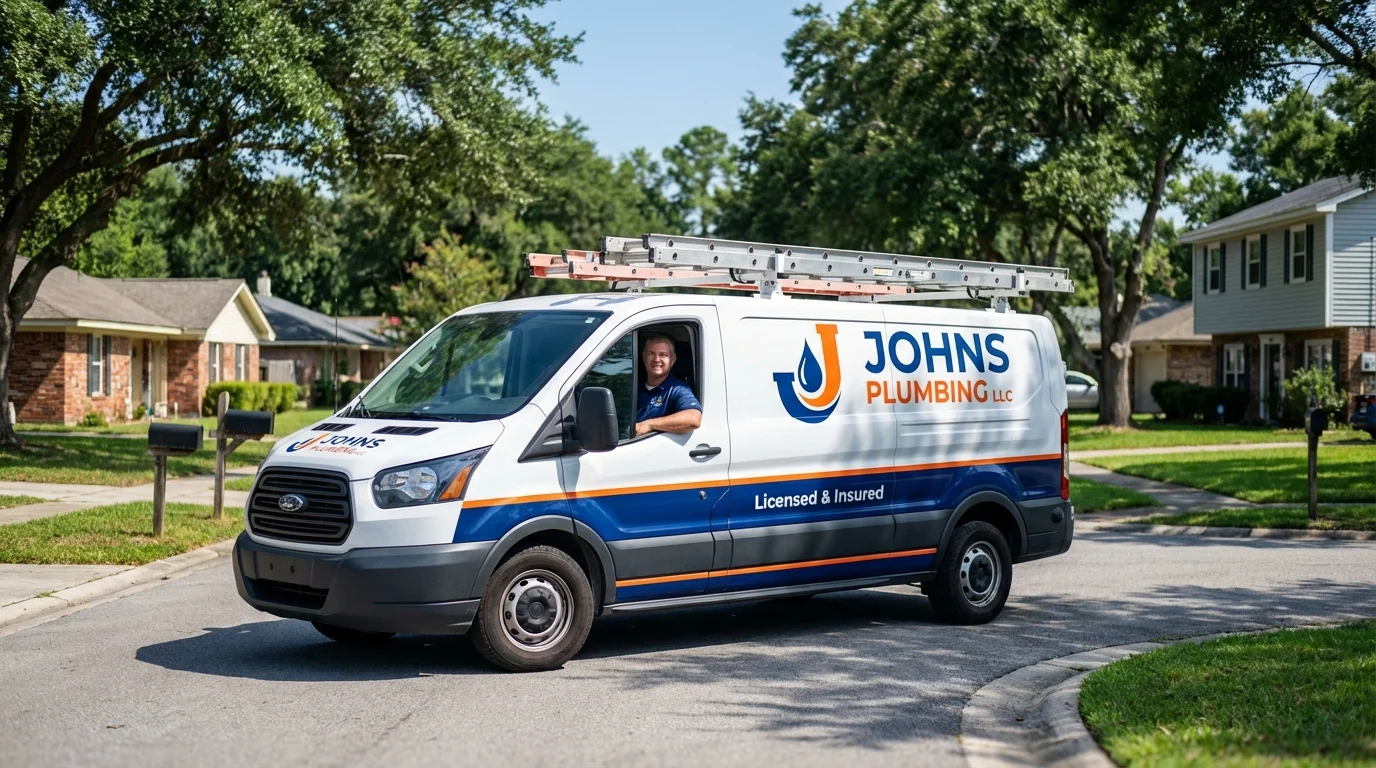 Johns Plumbing LLC service van in Sulligent, AL