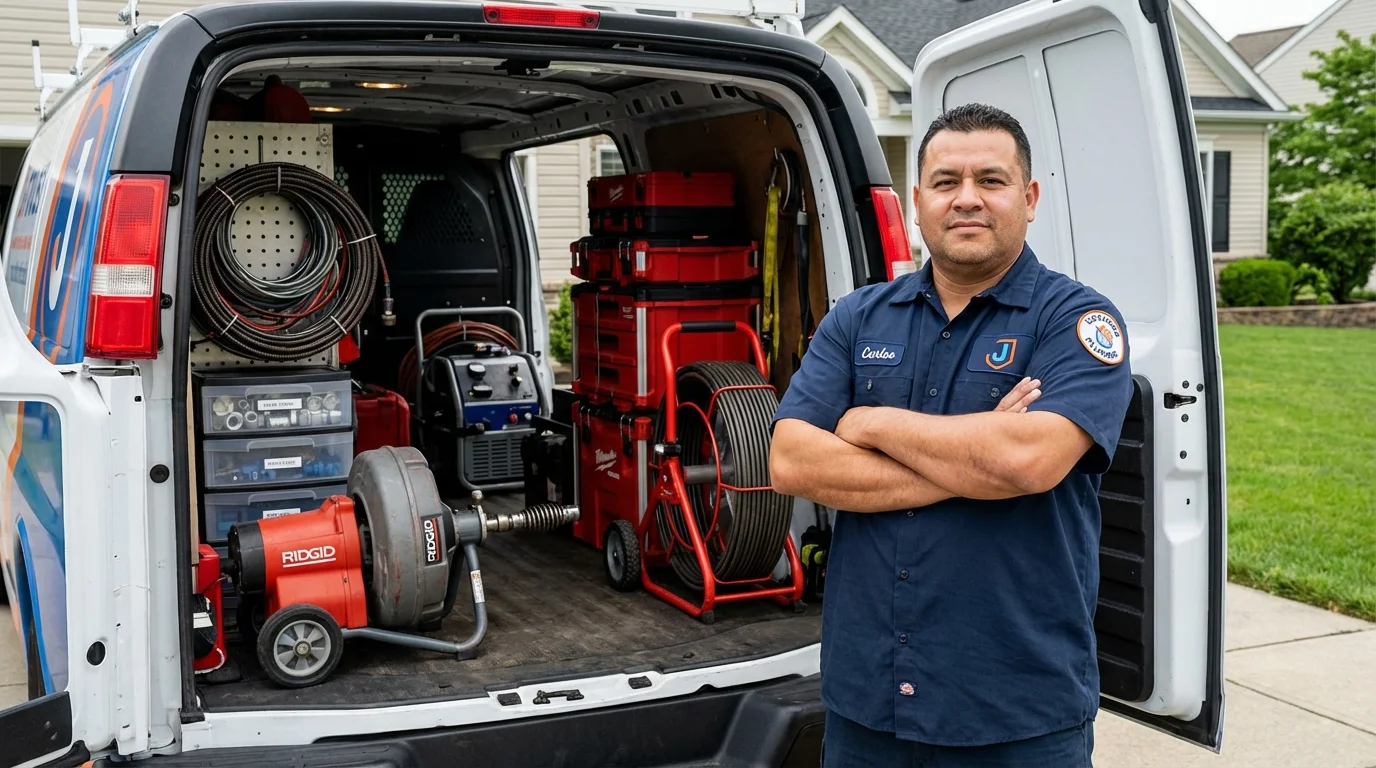 Professional drain cleaning equipment and Johns Plumbing LLC plumber in Sulligent