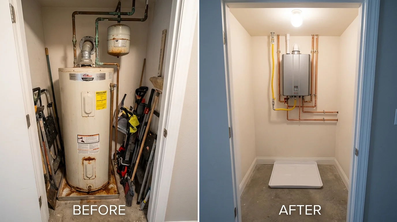 Tank water heater versus wall-mounted tankless unit comparison for Sulligent, AL homeowners